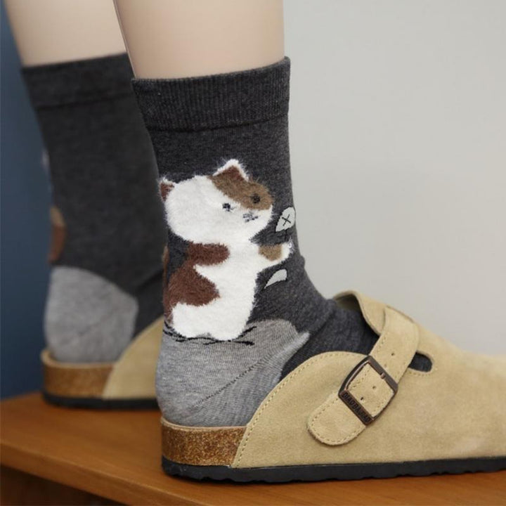 Chaussettes Décontractées À Imprimé Chat