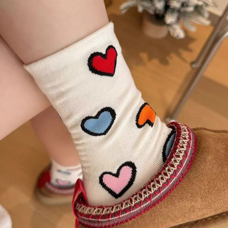 Chaussettes Décontractées À Imprimé Coeur
