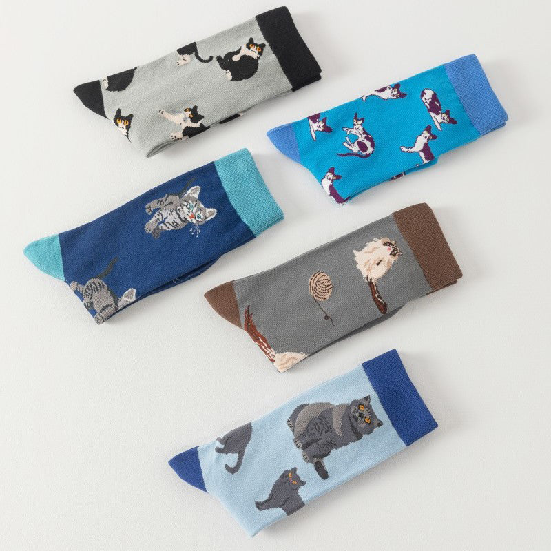 Chaussettes À Imprimé Chat Vintage