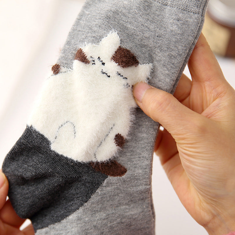 Chaussettes Décontractées À Imprimé Chat