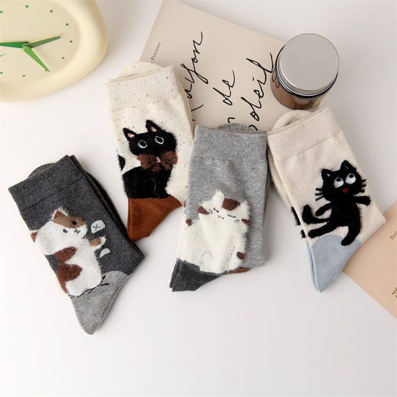 Chaussettes Décontractées À Imprimé Chat