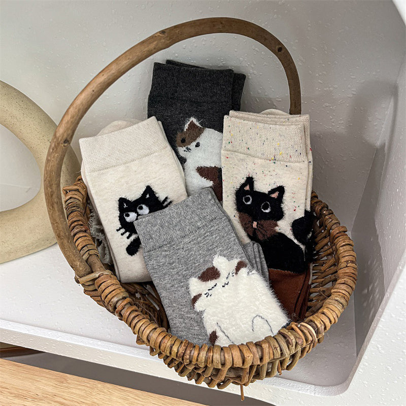 Chaussettes Décontractées À Imprimé Chat