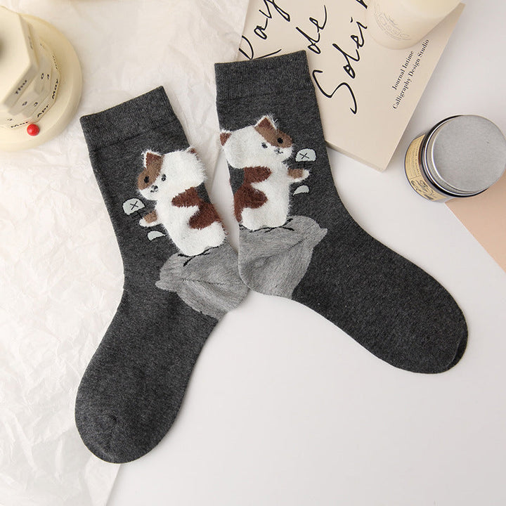 Chaussettes Décontractées À Imprimé Chat