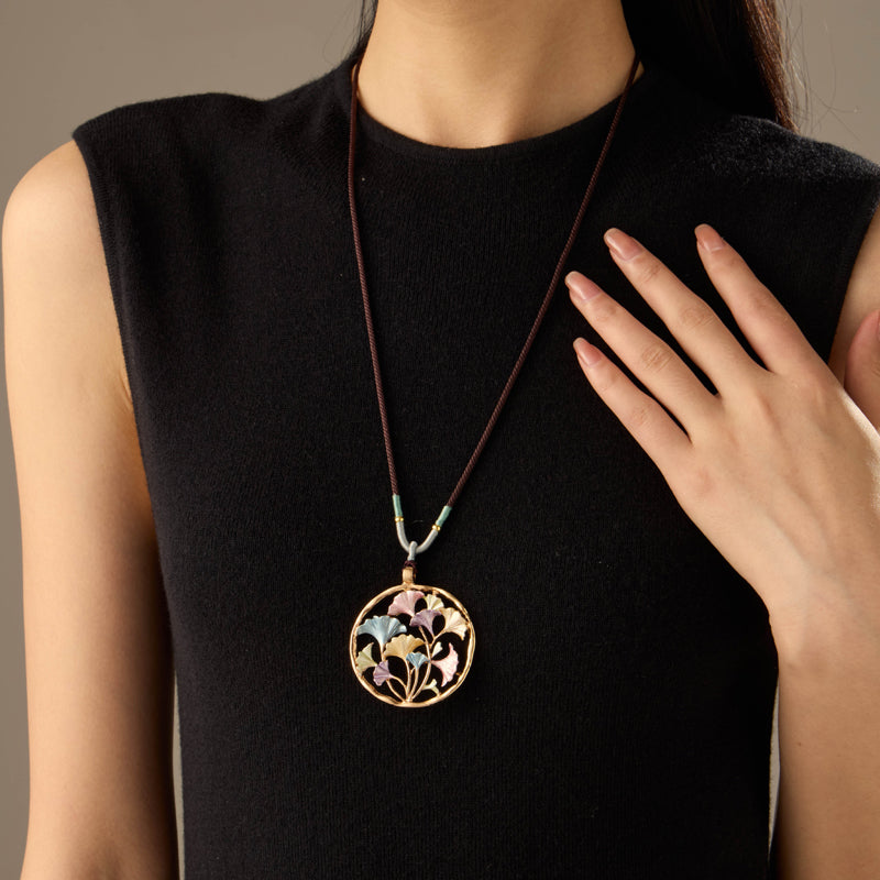 Collier Pendentif Feuille Vintage