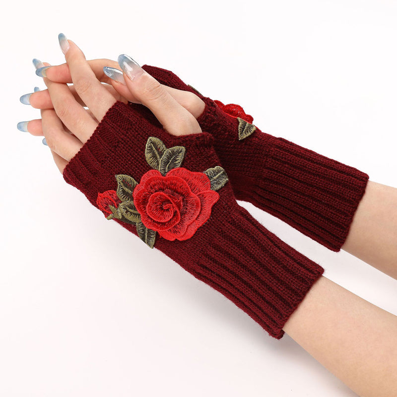 Gants Chauds À Fleurs