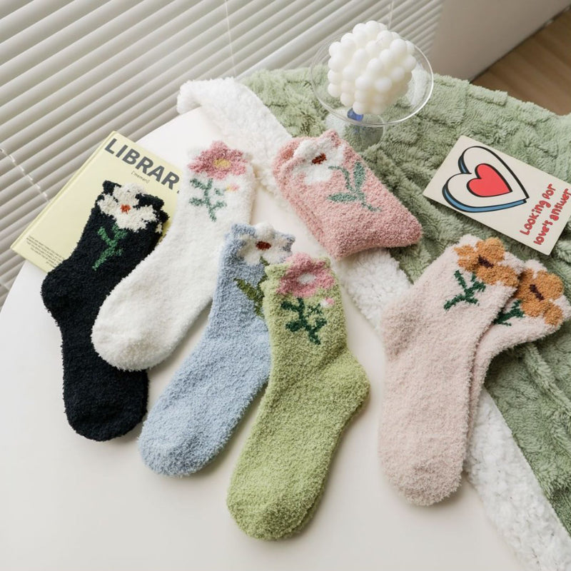 Chaussettes Chaudes À Fleurs