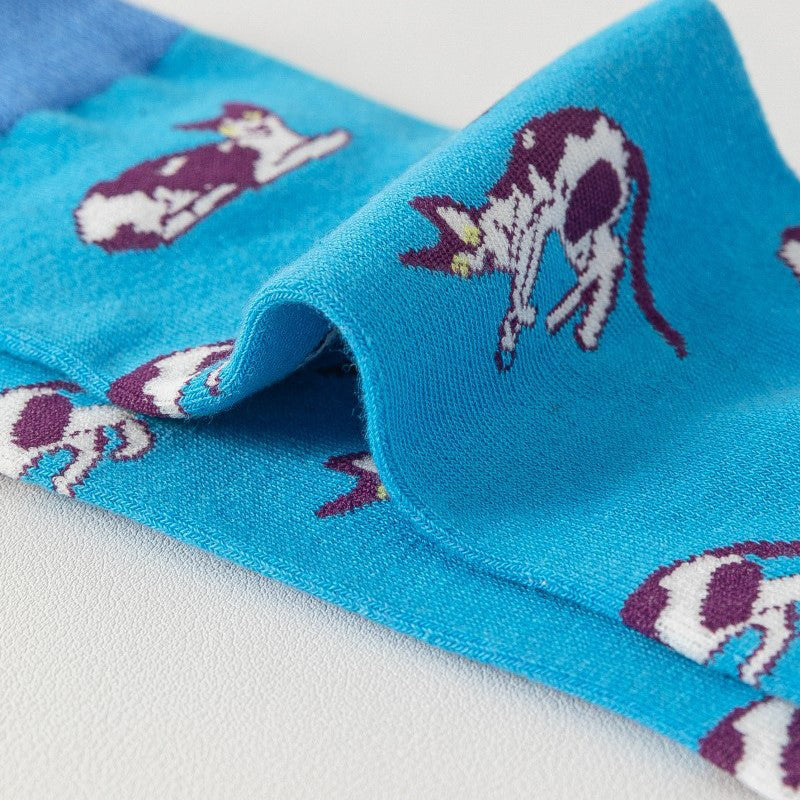 Chaussettes À Imprimé Chat Vintage