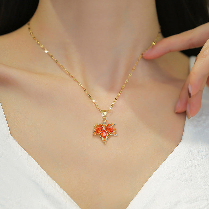 Collier Pendentif Feuille D'Érable