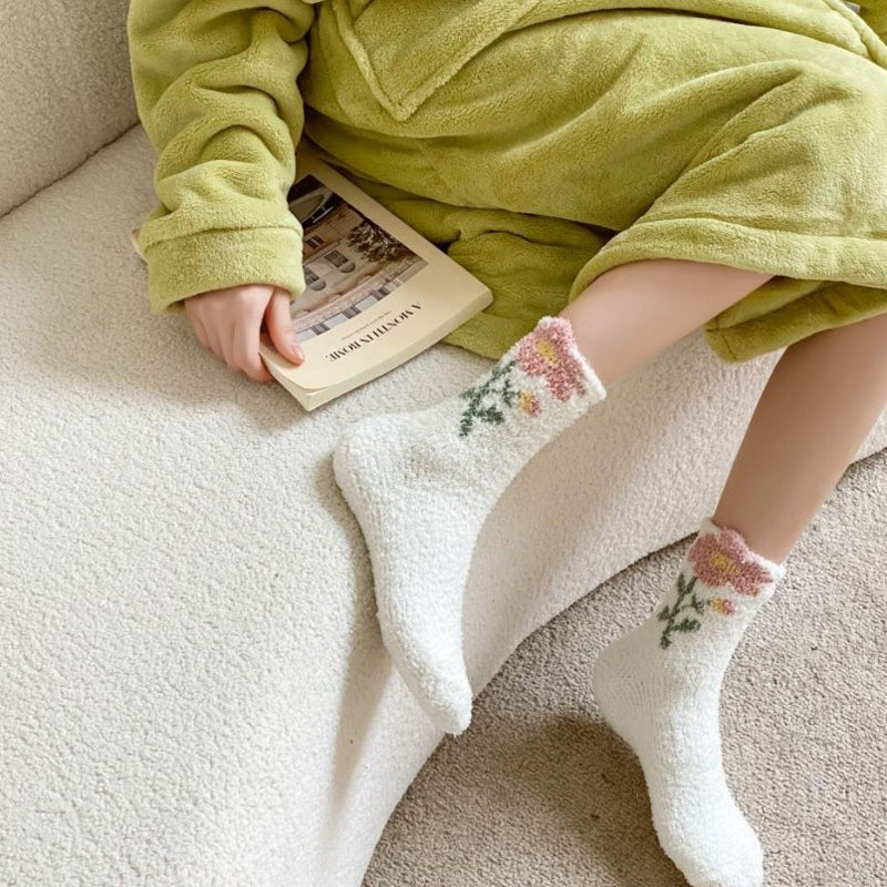 Chaussettes Chaudes À Fleurs
