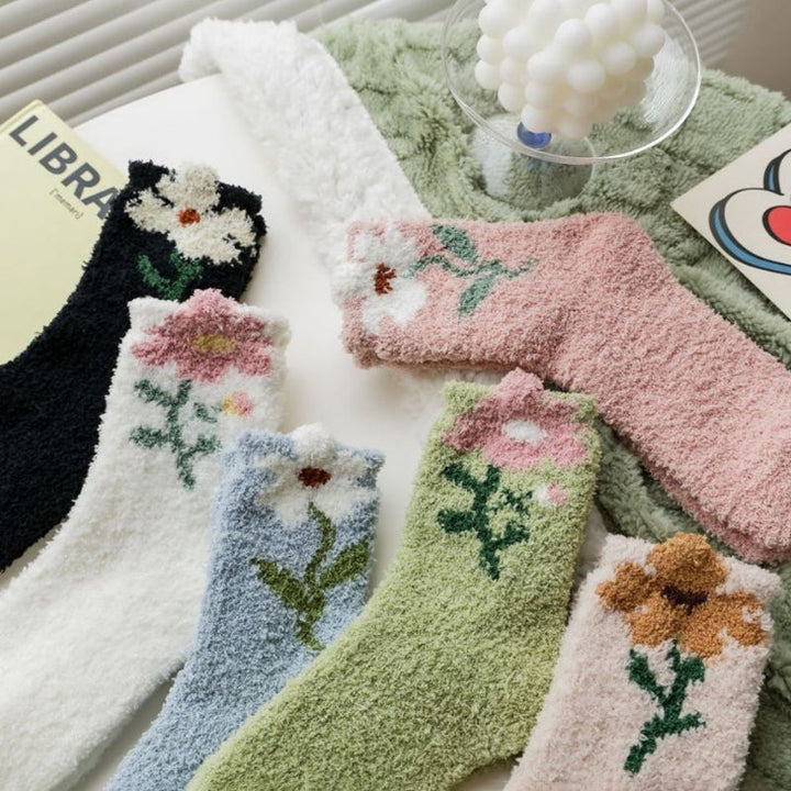 Chaussettes Chaudes À Fleurs