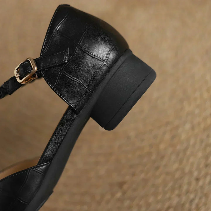 Etta | Leather Sandals with Woven Strap and Buckle