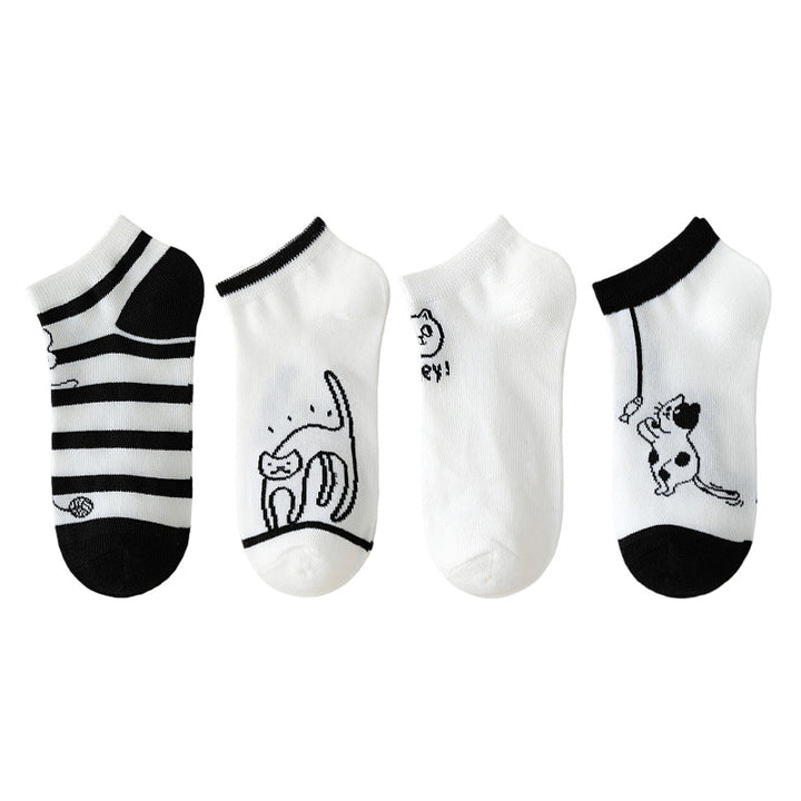 Lot De 4 Paires De Chaussettes À Imprimé Chat