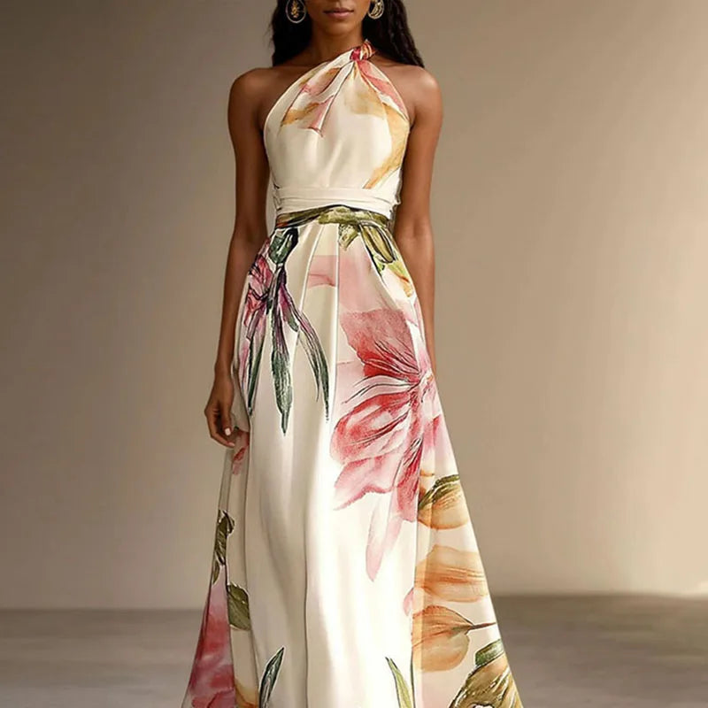 Liora | Robe Maxi Fleurie À Col Halter