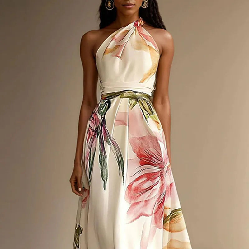 Liora | Robe Maxi Fleurie À Col Halter
