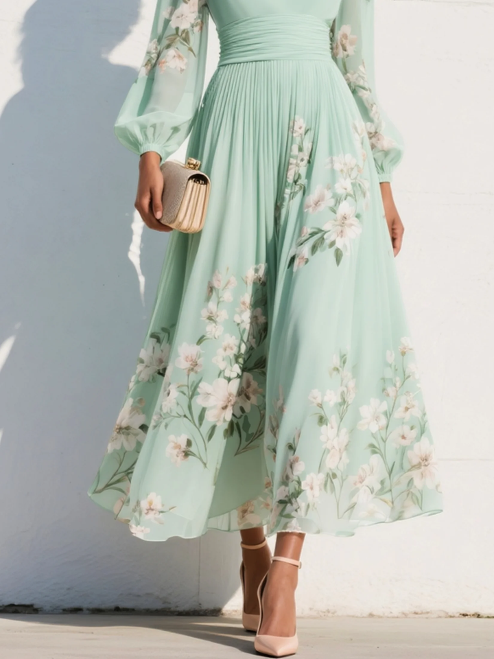 Odelia | Robe Midi Florale Élégante Fluide