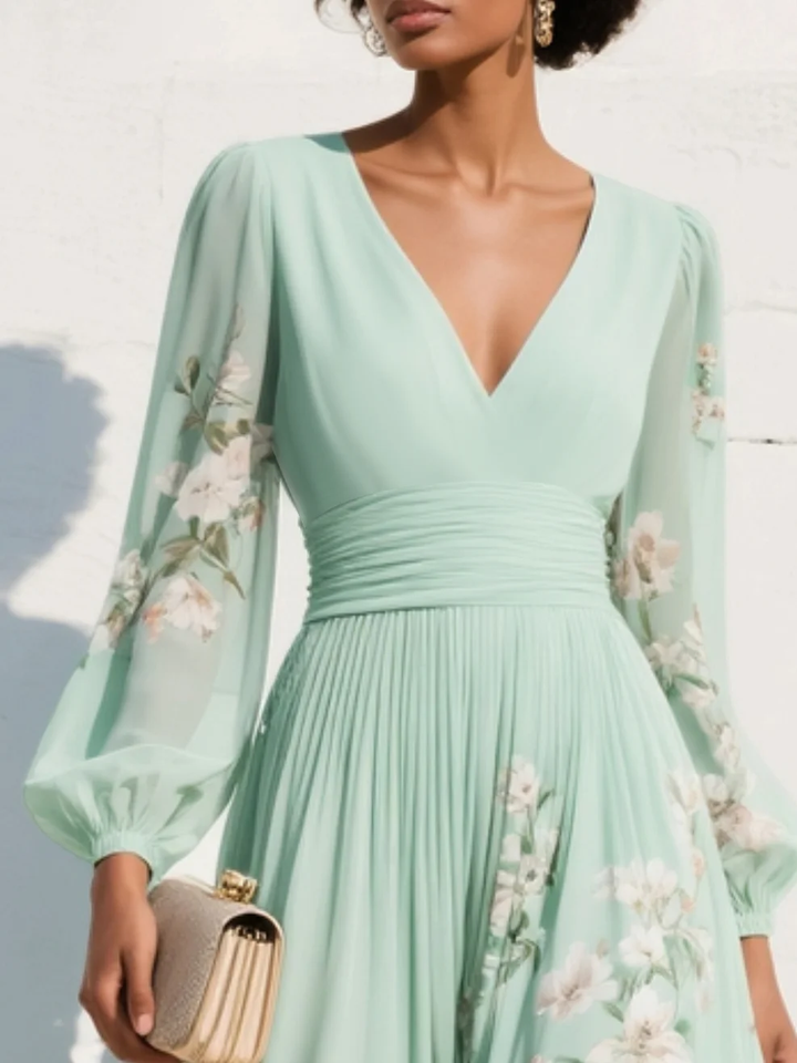Odelia | Robe Midi Florale Élégante Fluide