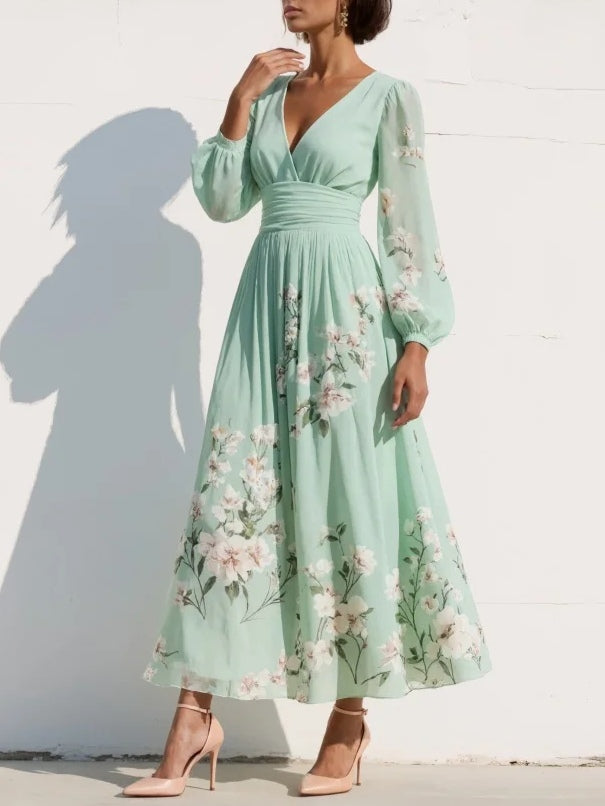 Odelia | Robe Midi Florale Élégante Fluide