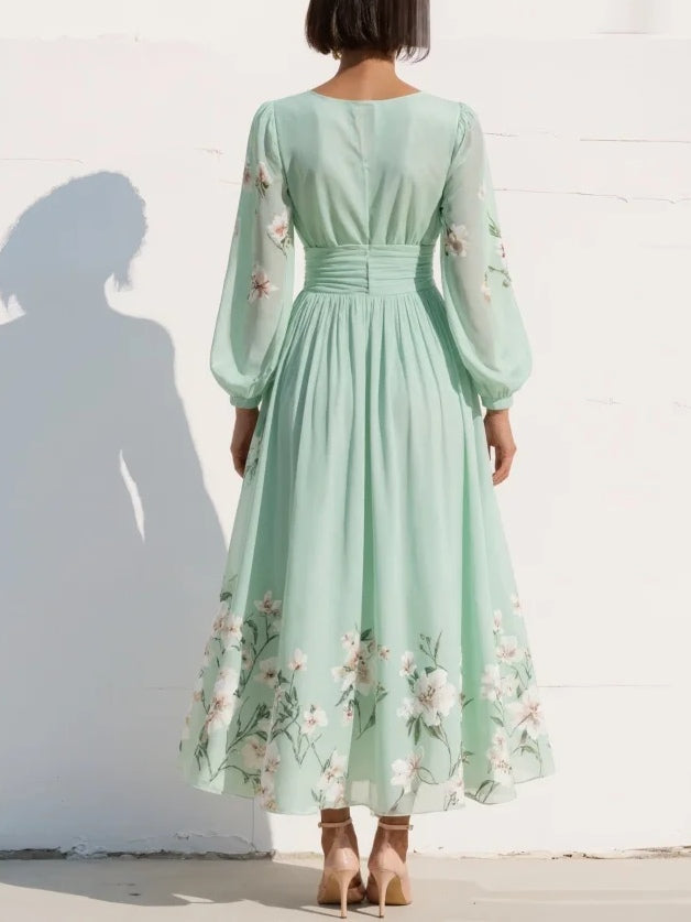 Odelia | Robe Midi Florale Élégante Fluide