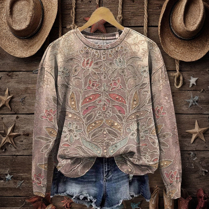 Sweat-Shirt Vintage À Imprimé Floral