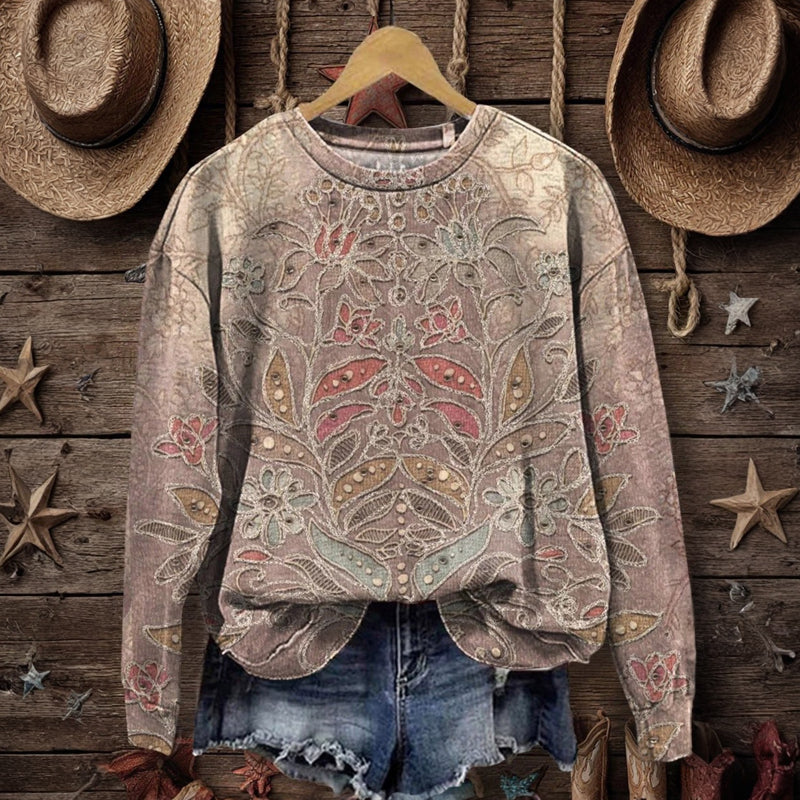 Sweat-Shirt Vintage À Imprimé Floral