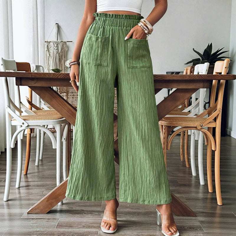 Pantalon Décontracté De Couleur Unie
