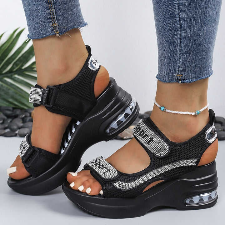 Selena | Sandales Plateforme Confort Élégant avec Strass