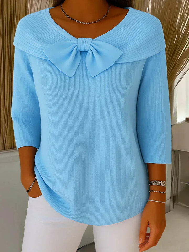 Alina™ | Elegant Knit Top with Bow Detail