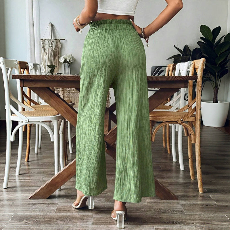 Pantalon Décontracté De Couleur Unie