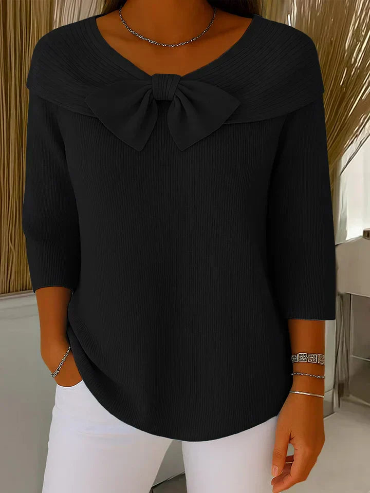 Alina™ | Elegant Knit Top with Bow Detail