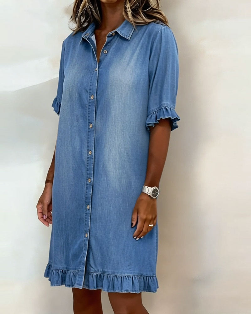 Élina | Robe En Jean Confortable À Volants Flatteurs