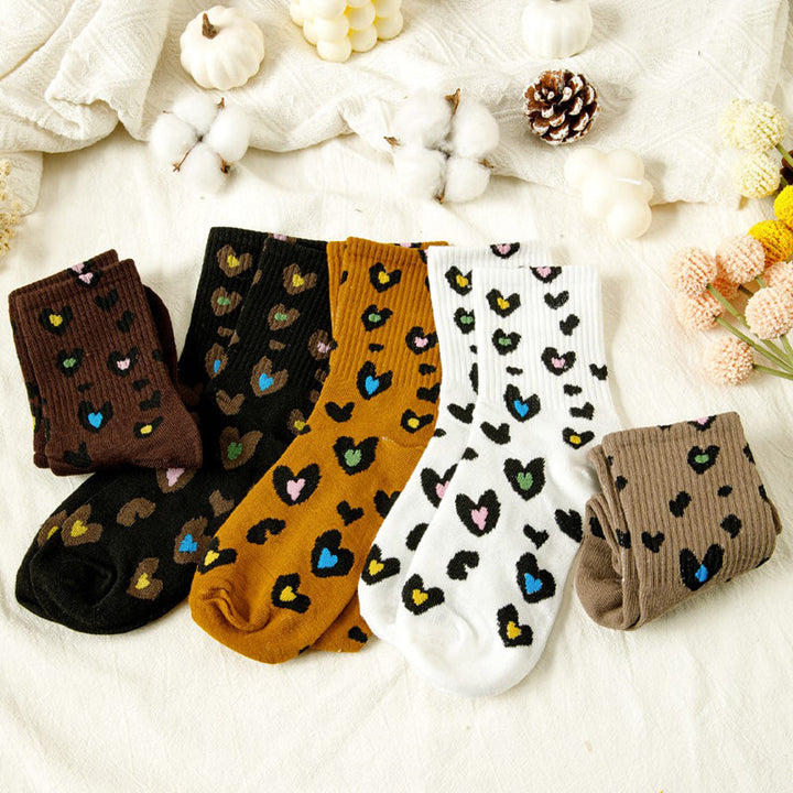 Chaussettes Décontractées À Imprimé Coeur