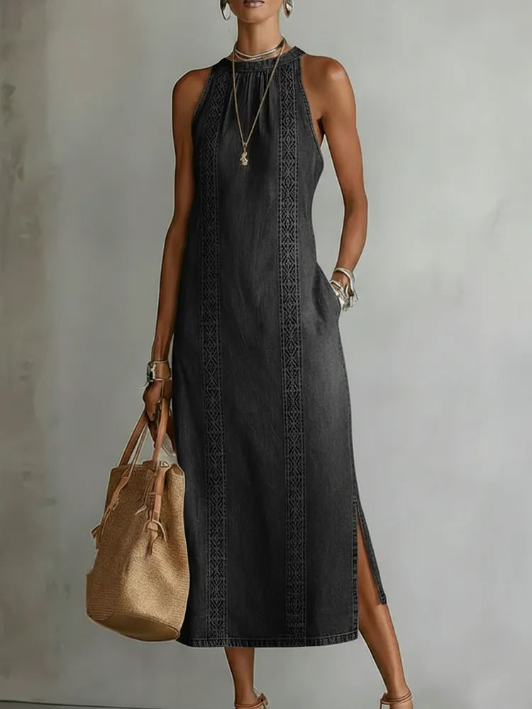 Julia™ | Robe en denim à dentelle rétro