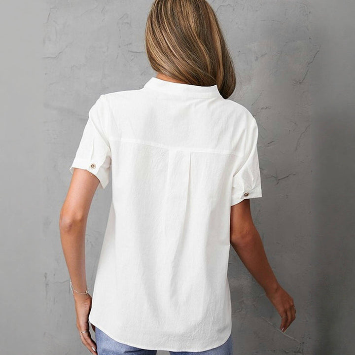 Blouse Décontractée De Couleur Unie