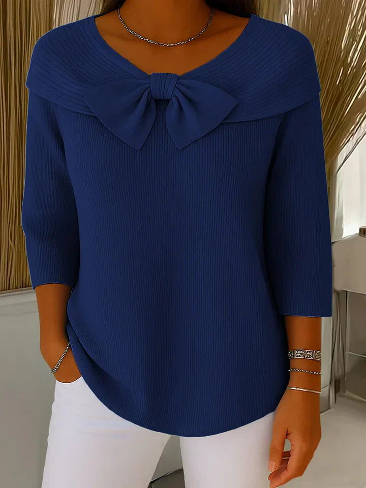 Alina™ | Elegant Knit Top with Bow Detail