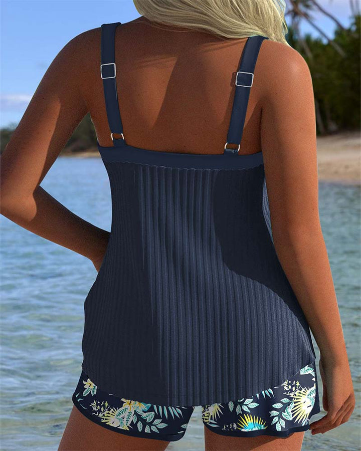 Ondina | Striped Swimsuit with Beach Shorts