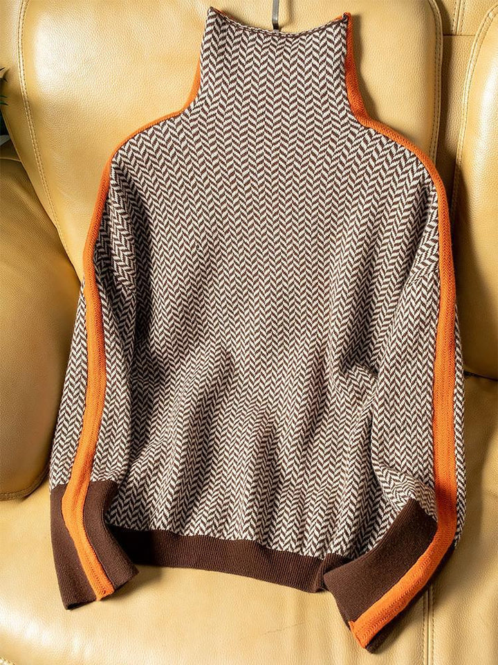 Malou™ | High Neck Sweater with Bright Contrasting Stripes