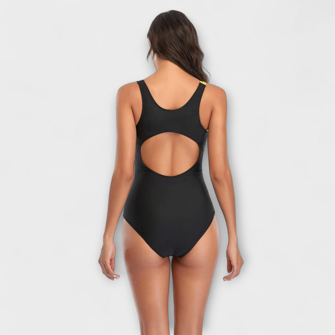 Sporty One-Piece Swimsuit with Back Neckline