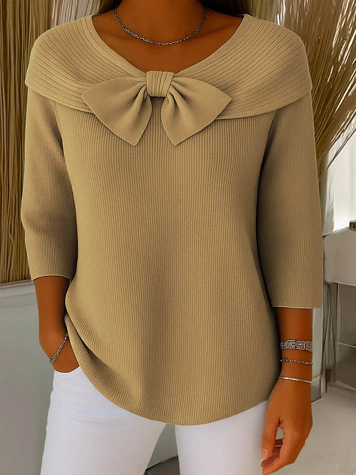 Alina™ | Elegant Knit Top with Bow Detail