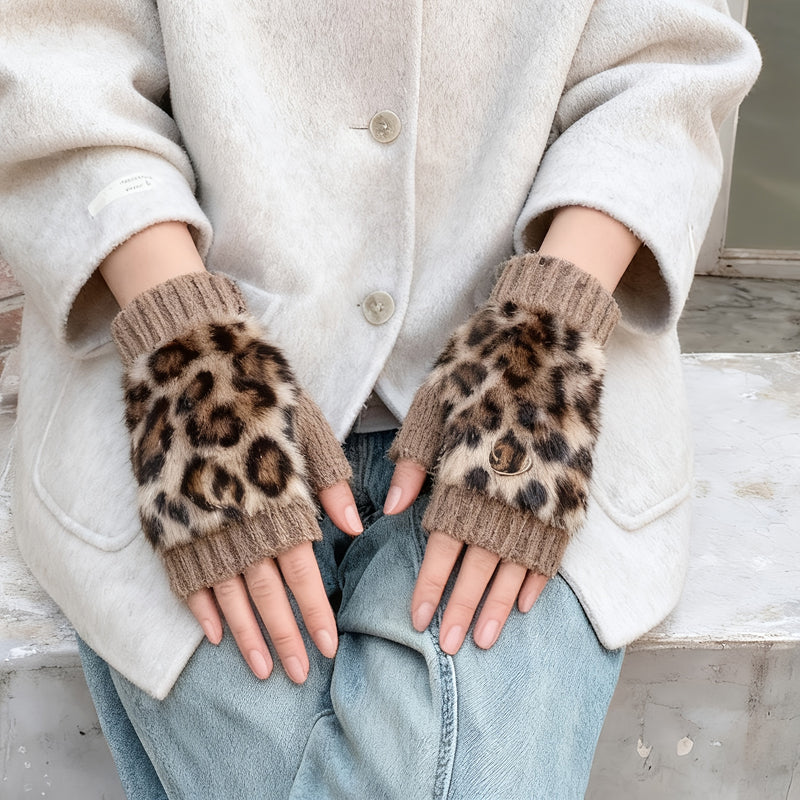 Gants Chauds À Imprimé Léopard