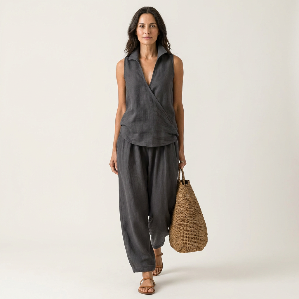 Honorata™ | Conjunto de Top Cruzado y Pantalón Ancho