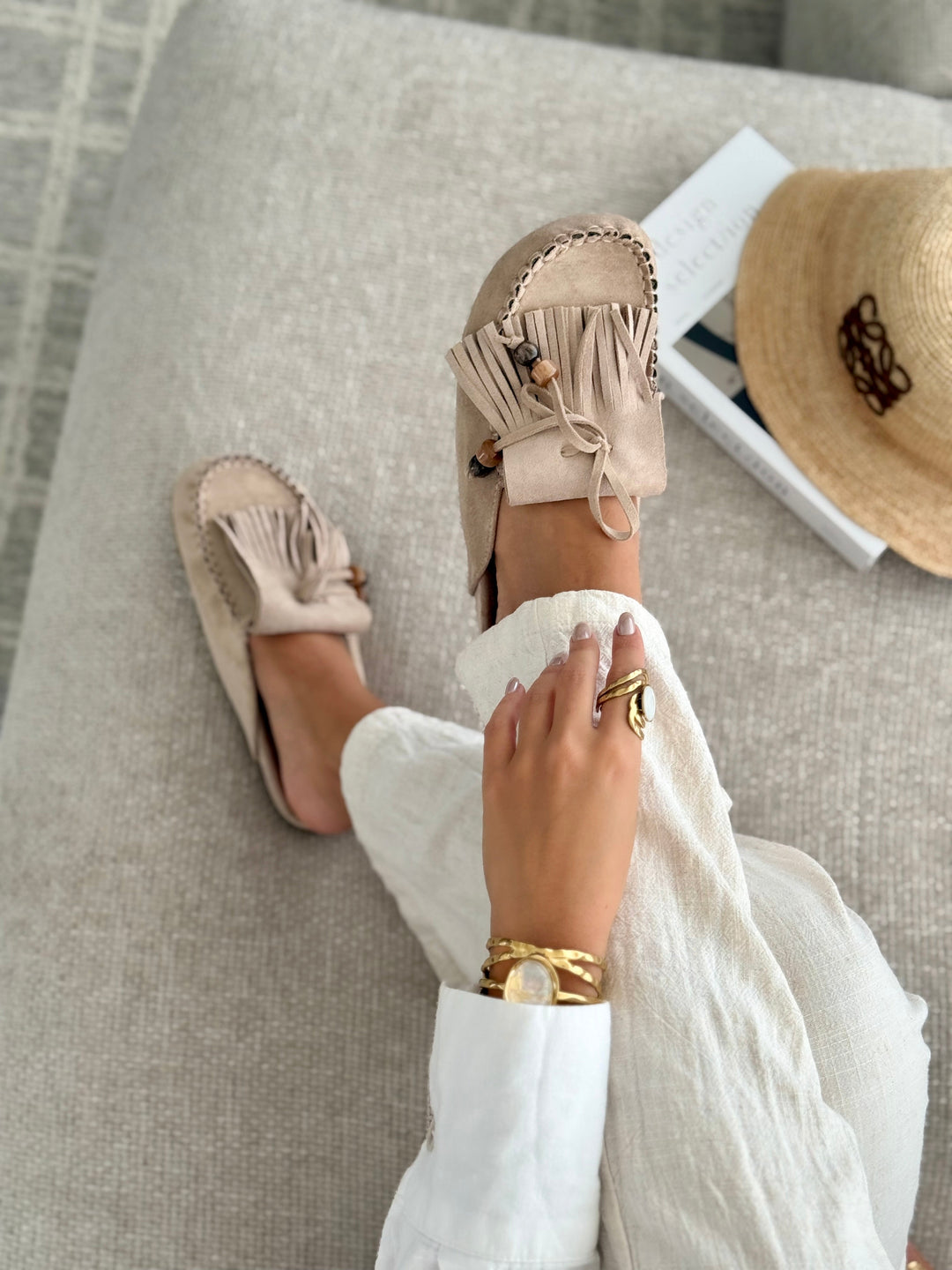 Sabrina | Taupe Leather Mules
