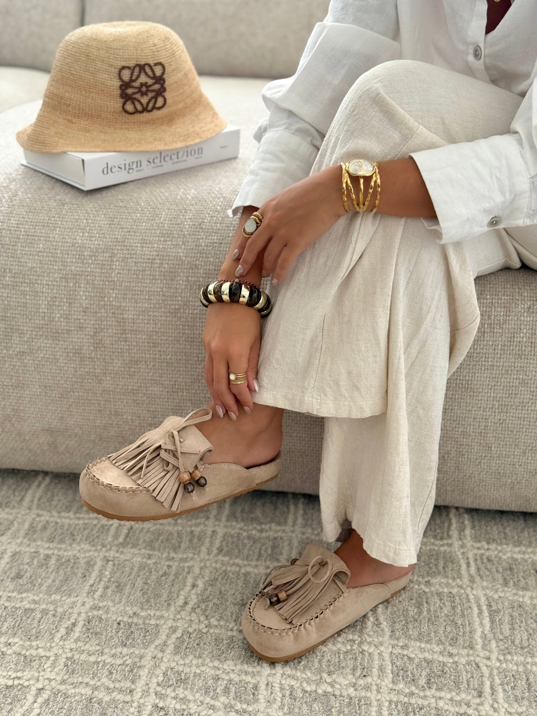 Sabrina | Taupe Leather Mules