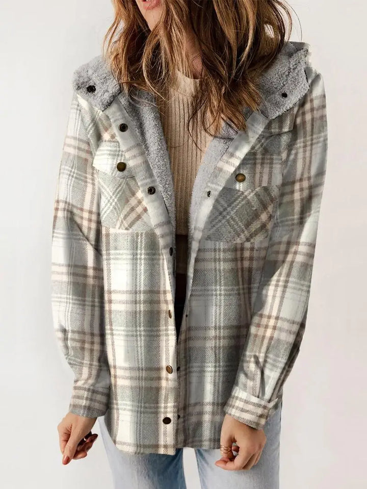 Di Lana | Plaid Fleece-Lined Cozy Jacket