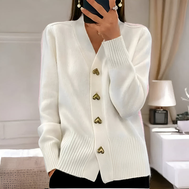 Ciara™ Elegant Cardigan with Heart Buttons