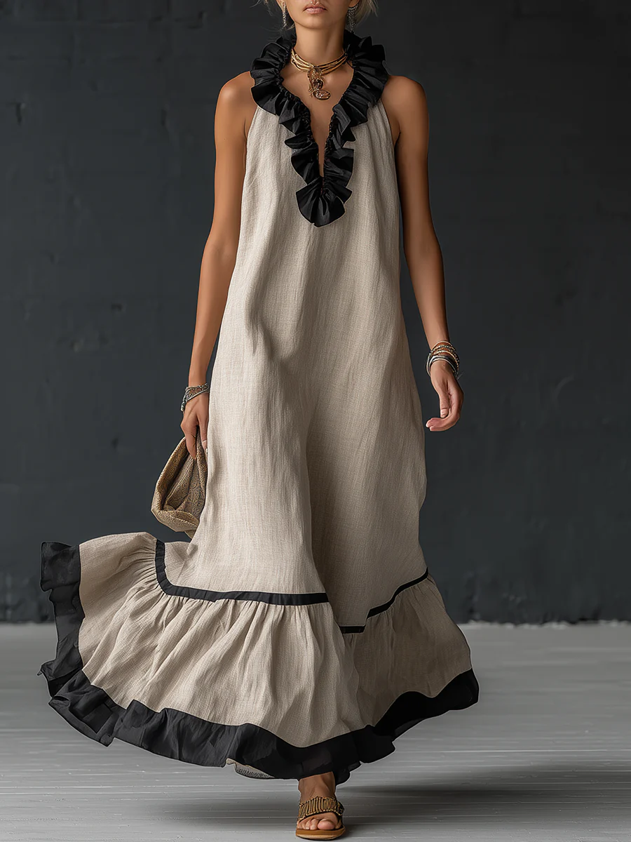 Élodie | Robe Maxi Romantique À Volants Élégante