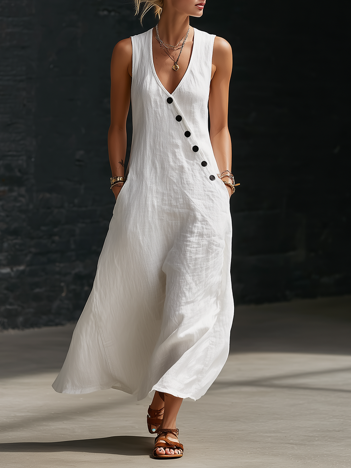Sophie | Robe Maxi Boutonnée Minimaliste