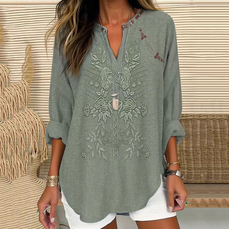 Blouse Vintage À Imprimé Floral